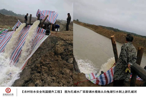 图为孔城水厂采取调水措施从白兔湖引水到上游孔城河.jpg